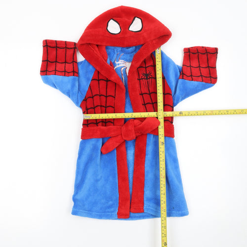 Marvel Boys Blue Red Spider-Man Fleece Hooded Robe 2-3 Years