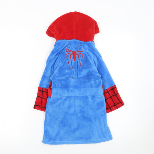 Marvel Boys Blue Red Spider-Man Fleece Hooded Robe 2-3 Years