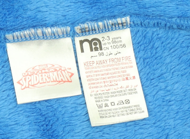 Marvel Boys Blue Red Spider-Man Fleece Hooded Robe 2-3 Years