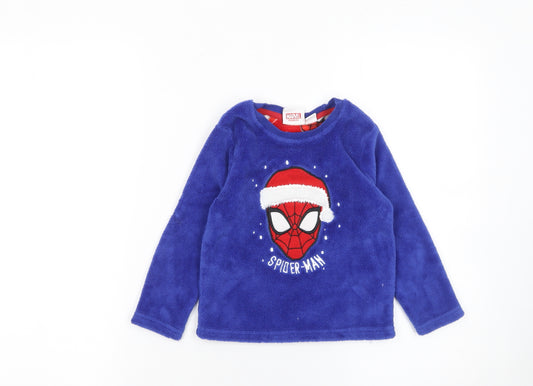 Marvel Boys Blue Spider-Man Christmas Fleece Pyjama Top 3-4 Years