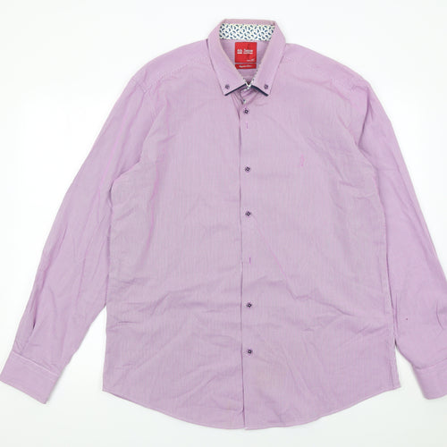 6th Sense Men's Purple Check Egyptian Cotton Long Sleeve Button-Up Shirt 2XL
