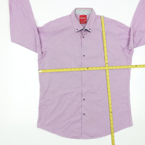 6th Sense Men's Purple Check Egyptian Cotton Long Sleeve Button-Up Shirt 2XL