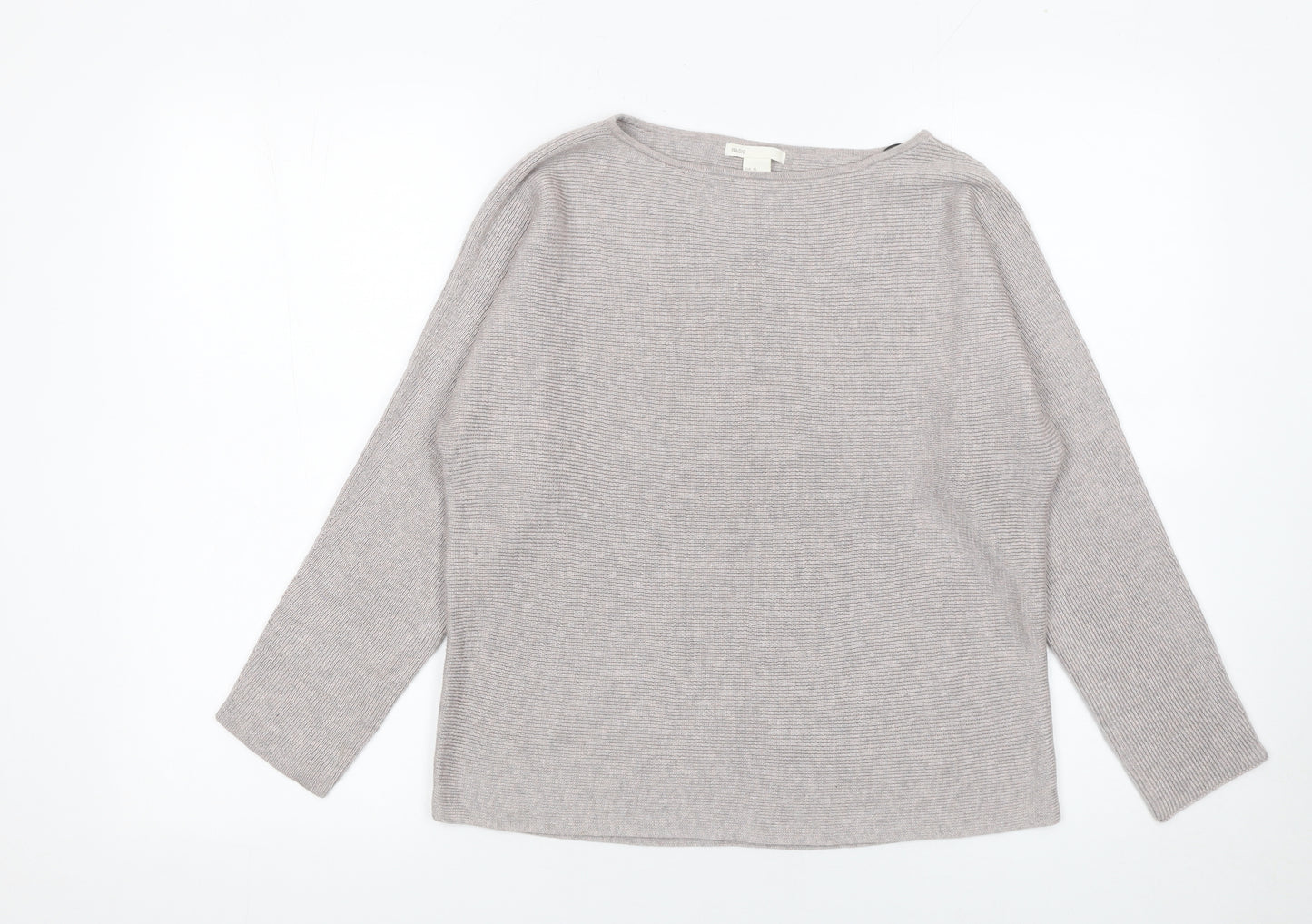 H&M Women Beige XS Boat Neck Long Sleeve Pullover Jumper
