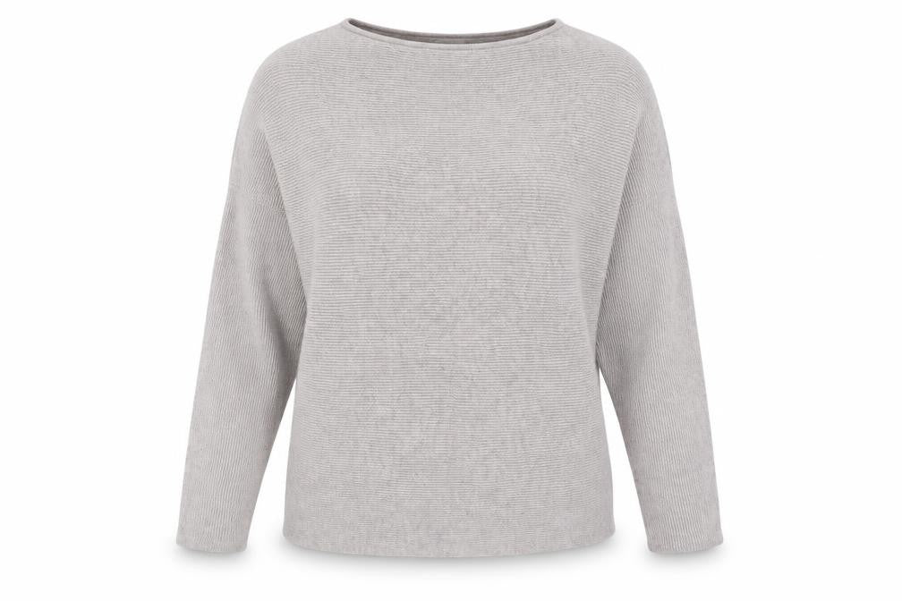 Front view of H&M Women Beige XS Boat Neck Long Sleeve jumper