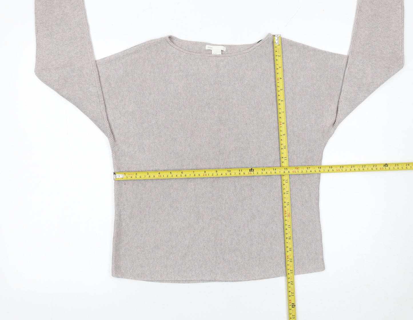 H&M Women Beige XS Boat Neck Long Sleeve Pullover Jumper