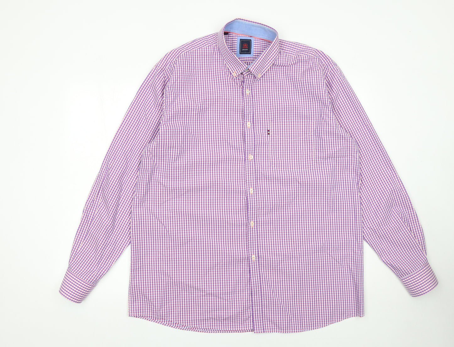 André Jeanswear Men’s Purple Check Cotton Button-Up Shirt Size L
