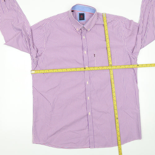 André Jeanswear Men’s Purple Check Cotton Button-Up Shirt Size L