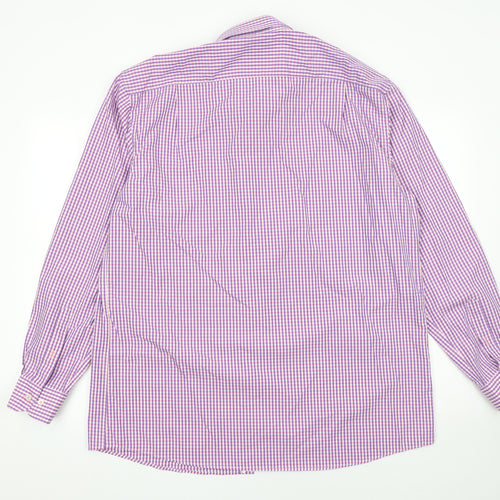 André Jeanswear Men’s Purple Check Cotton Button-Up Shirt Size L