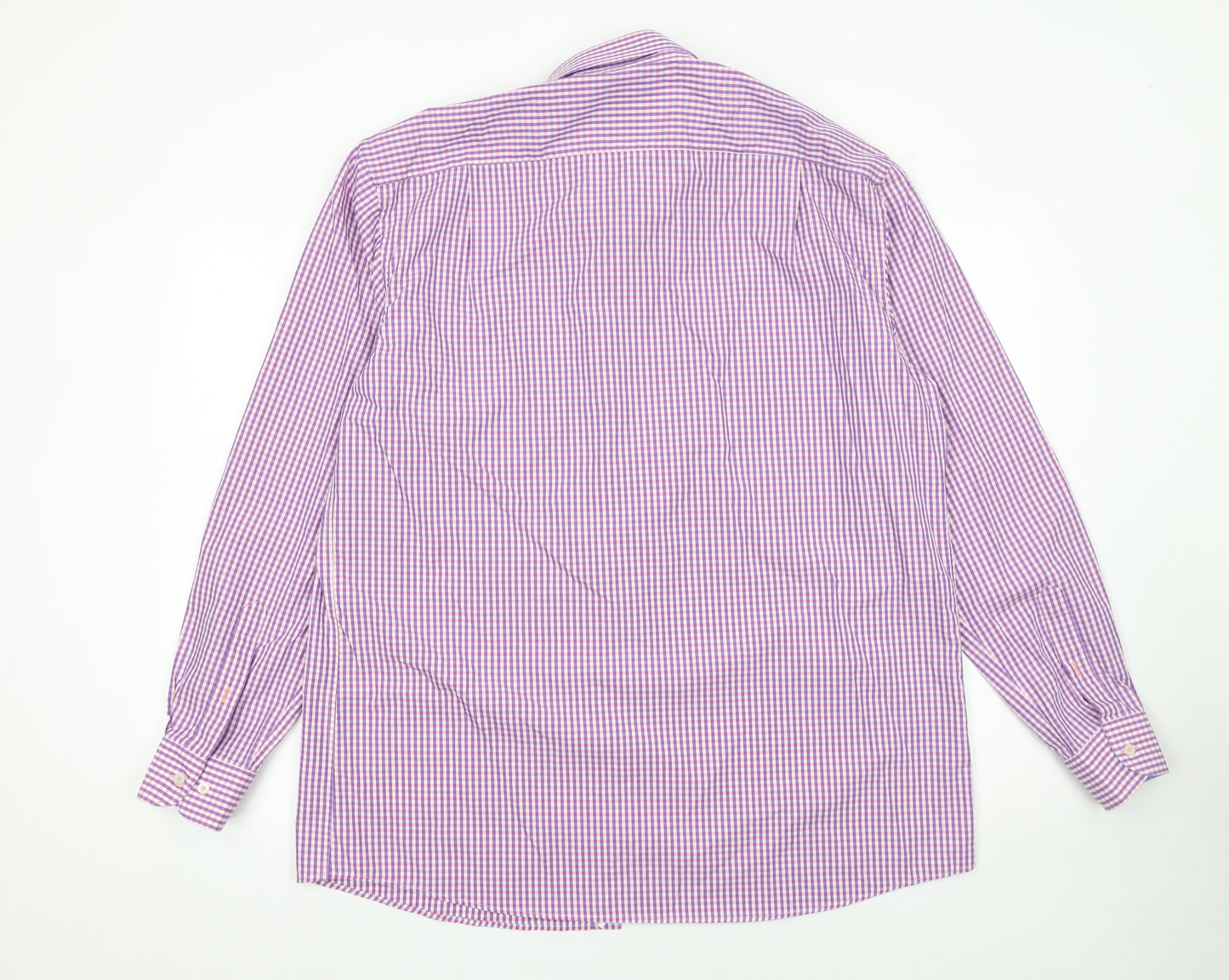 André Jeanswear Men’s Purple Check Cotton Button-Up Shirt Size L