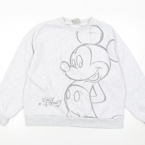 Disney Women Grey Mickey Mouse Sweatshirt Size S 10-12 Pullover