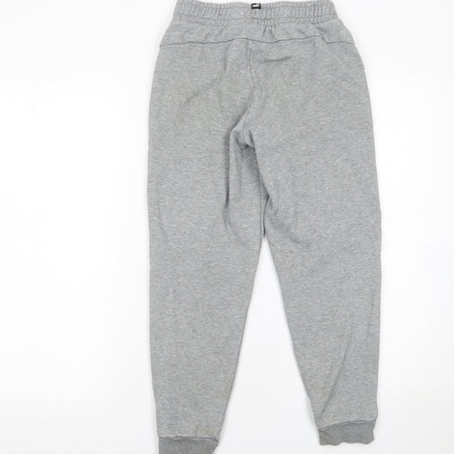 Puma Boys Grey Jogger Trousers 11-12 Years Regular Fit Cotton Blend