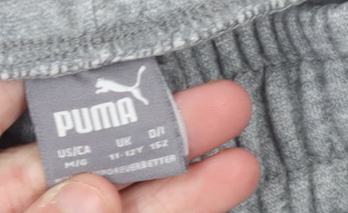Puma Boys Grey Jogger Trousers 11-12 Years Regular Fit Cotton Blend