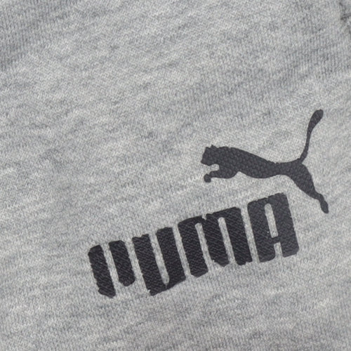 Puma Boys Grey Jogger Trousers 11-12 Years Regular Fit Cotton Blend