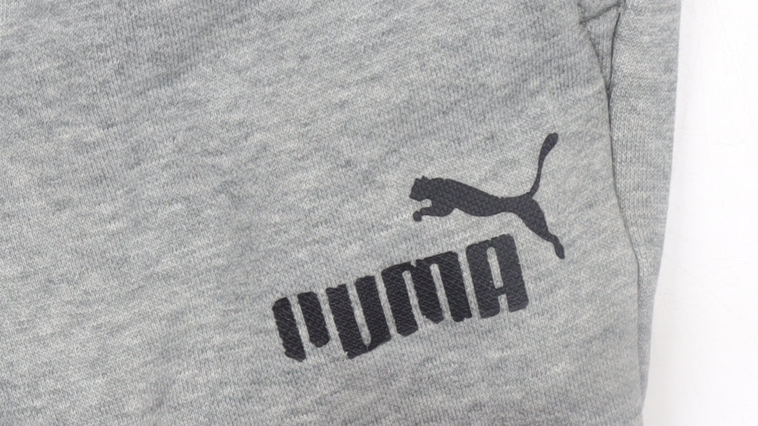 Puma Boys Grey Jogger Trousers 11-12 Years Regular Fit Cotton Blend
