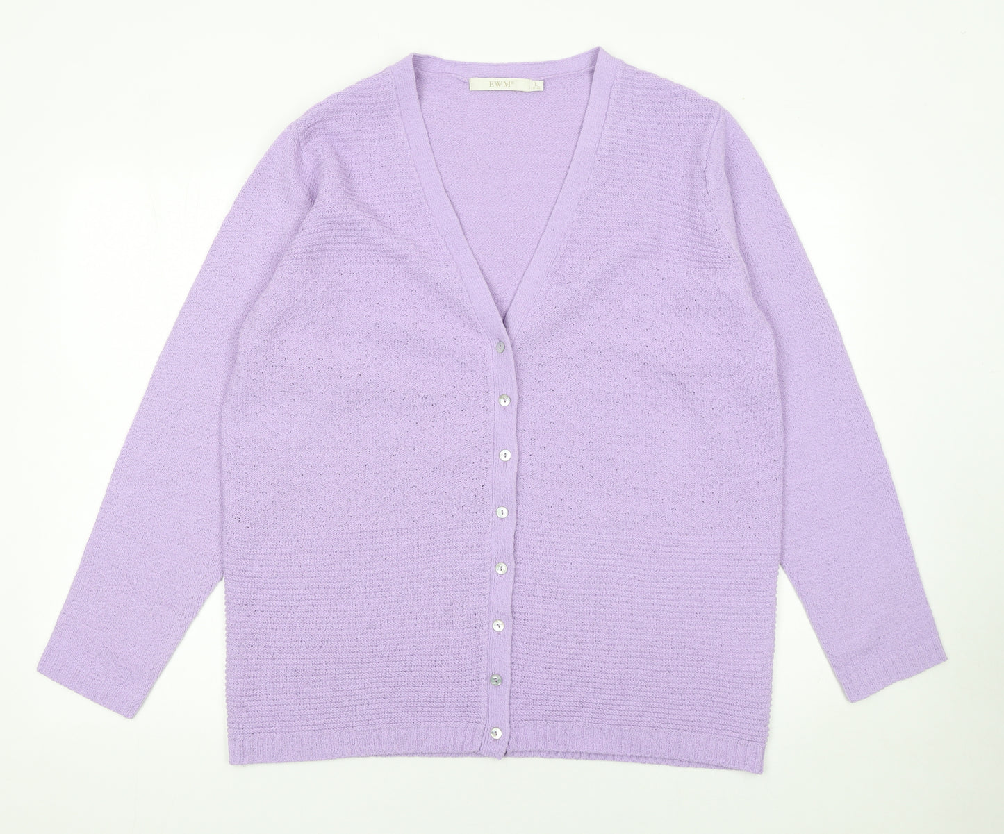 EWM Women's Purple V-Neck Cardigan Size L 18-20 Acrylic Knit