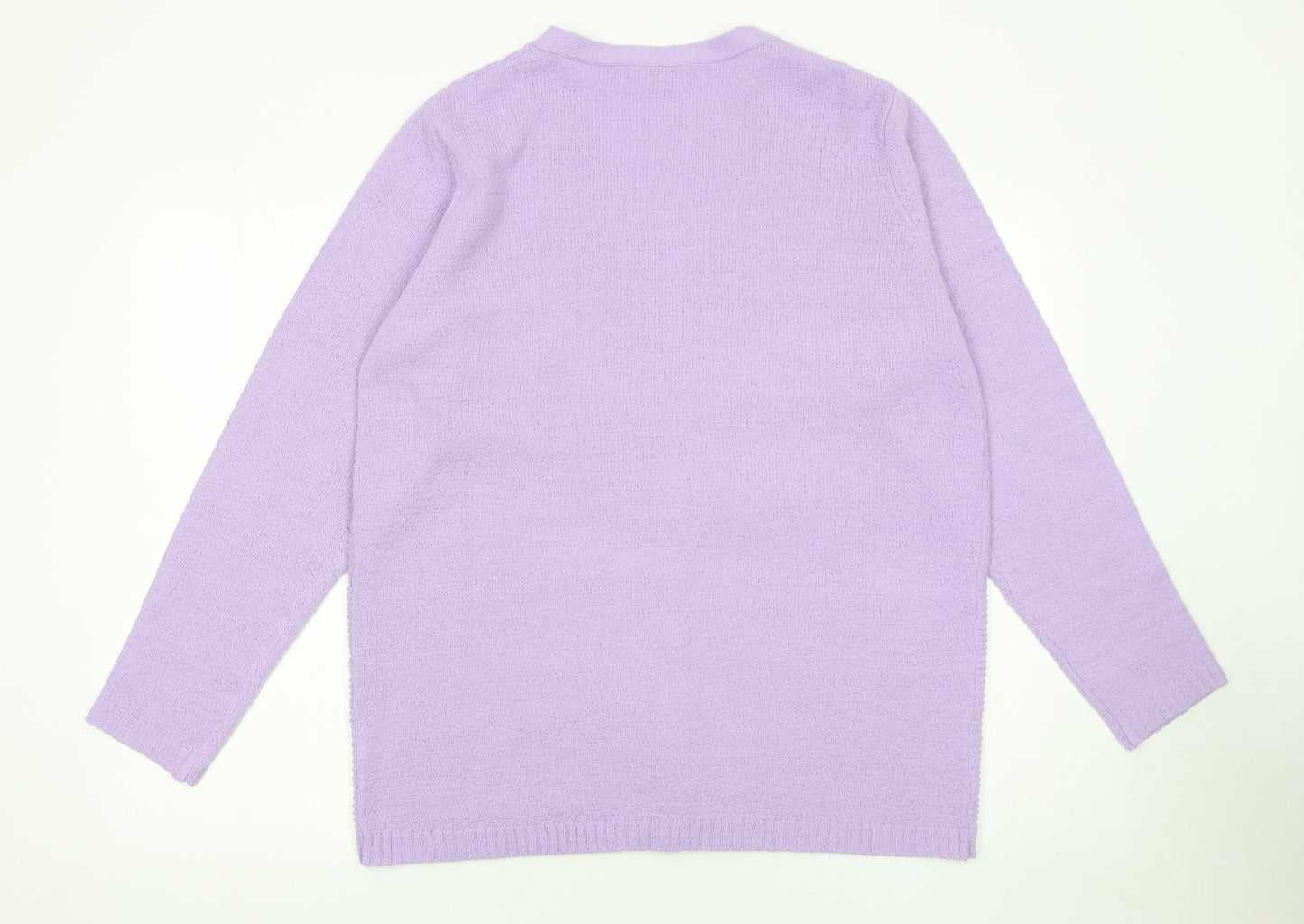 EWM Women's Purple V-Neck Cardigan Size L 18-20 Acrylic Knit