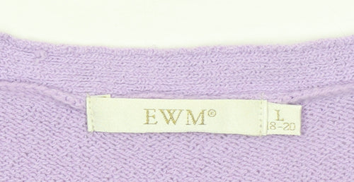 EWM Women's Purple V-Neck Cardigan Size L 18-20 Acrylic Knit