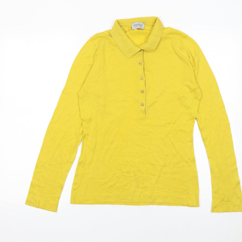 John Smedley Men's Yellow Long Sleeve Slim Fit Cotton Polo Shirt S