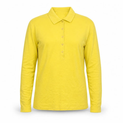 John Smedley Men's Yellow Long Sleeve Slim Fit Cotton Polo Shirt S