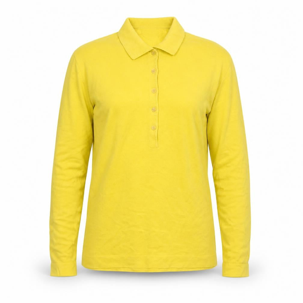 John Smedley Men's Yellow Long Sleeve Slim Fit Cotton Polo Shirt S