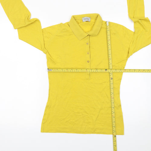 John Smedley Men's Yellow Long Sleeve Slim Fit Cotton Polo Shirt S