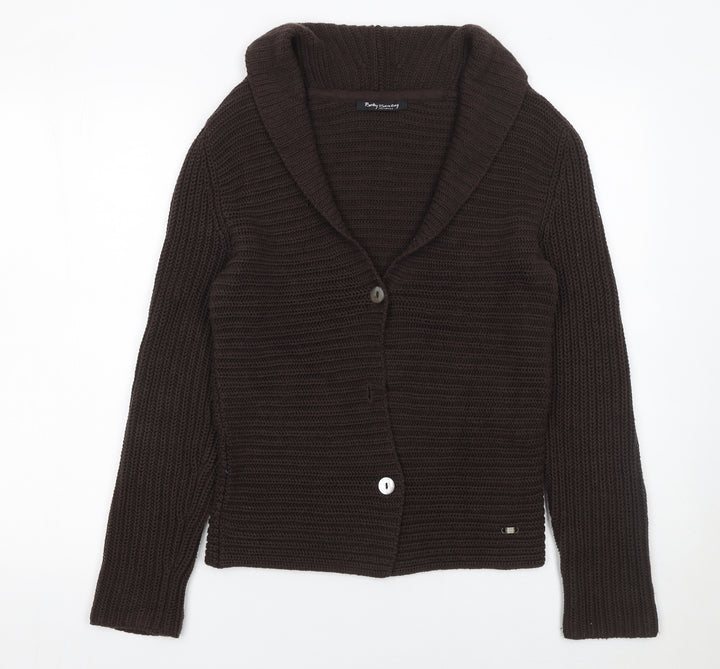 Betty Barclay Women Brown Knit Long Sleeve Cardigan Size 10