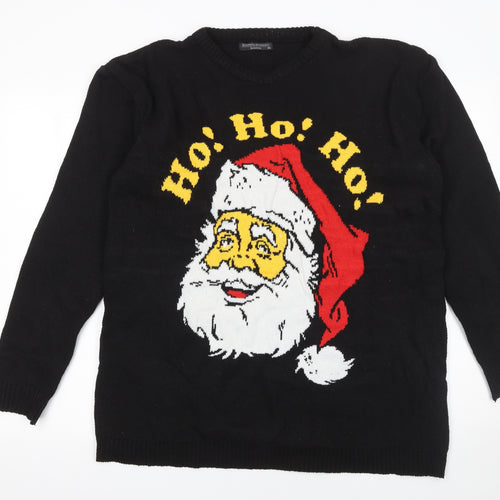 Elizabeth Alexandra London Men's Black XL Christmas Santa Pullover Jumper