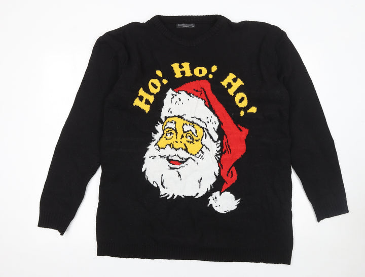 Elizabeth Alexandra London Men's Black XL Christmas Santa Pullover Jumper