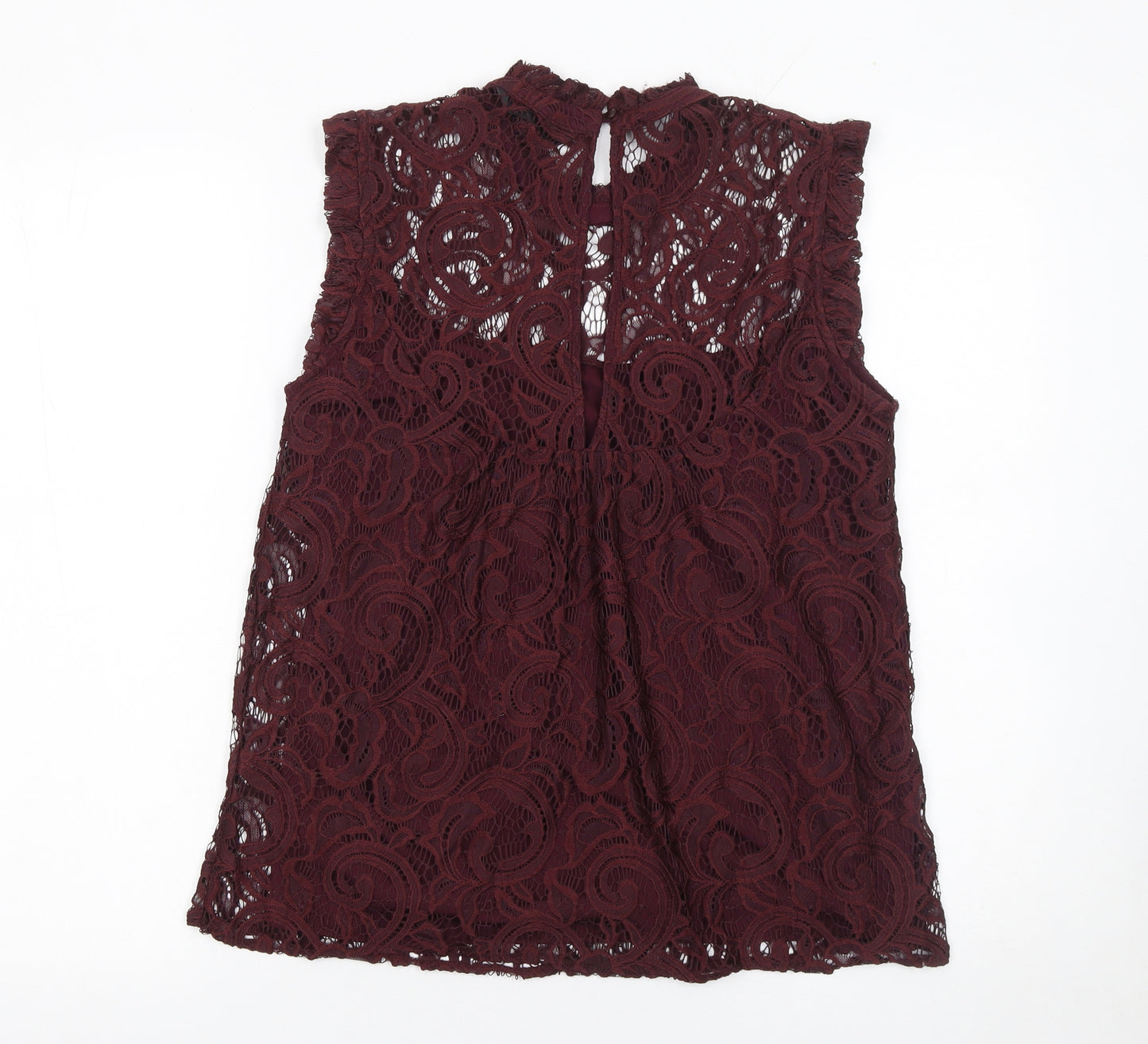Dunnes Women Brown Lace High Neck Sleeveless Blouse Size 10