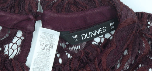 Dunnes Women Brown Lace High Neck Sleeveless Blouse Size 10