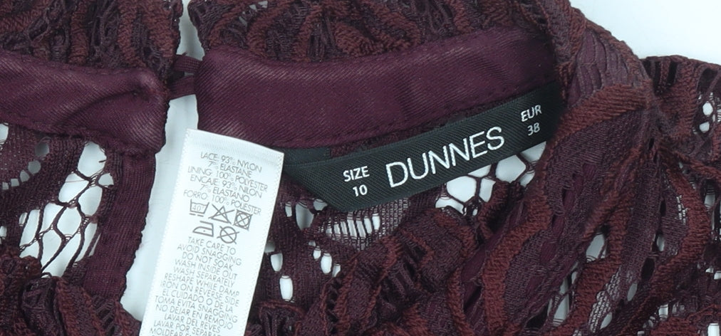 Dunnes Women Brown Lace High Neck Sleeveless Blouse Size 10