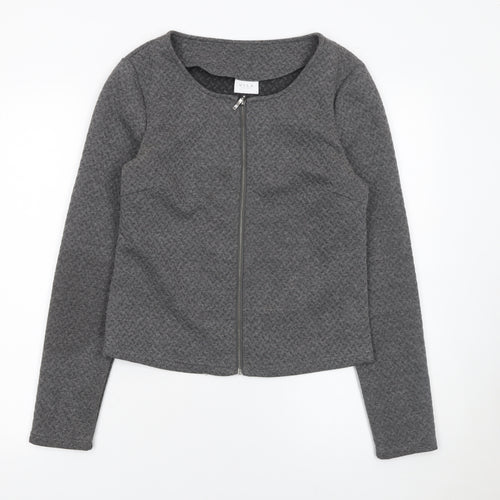 Vila Women Grey Knit Zip Basic Jacket Size S