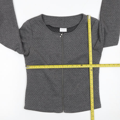Vila Women Grey Knit Zip Basic Jacket Size S