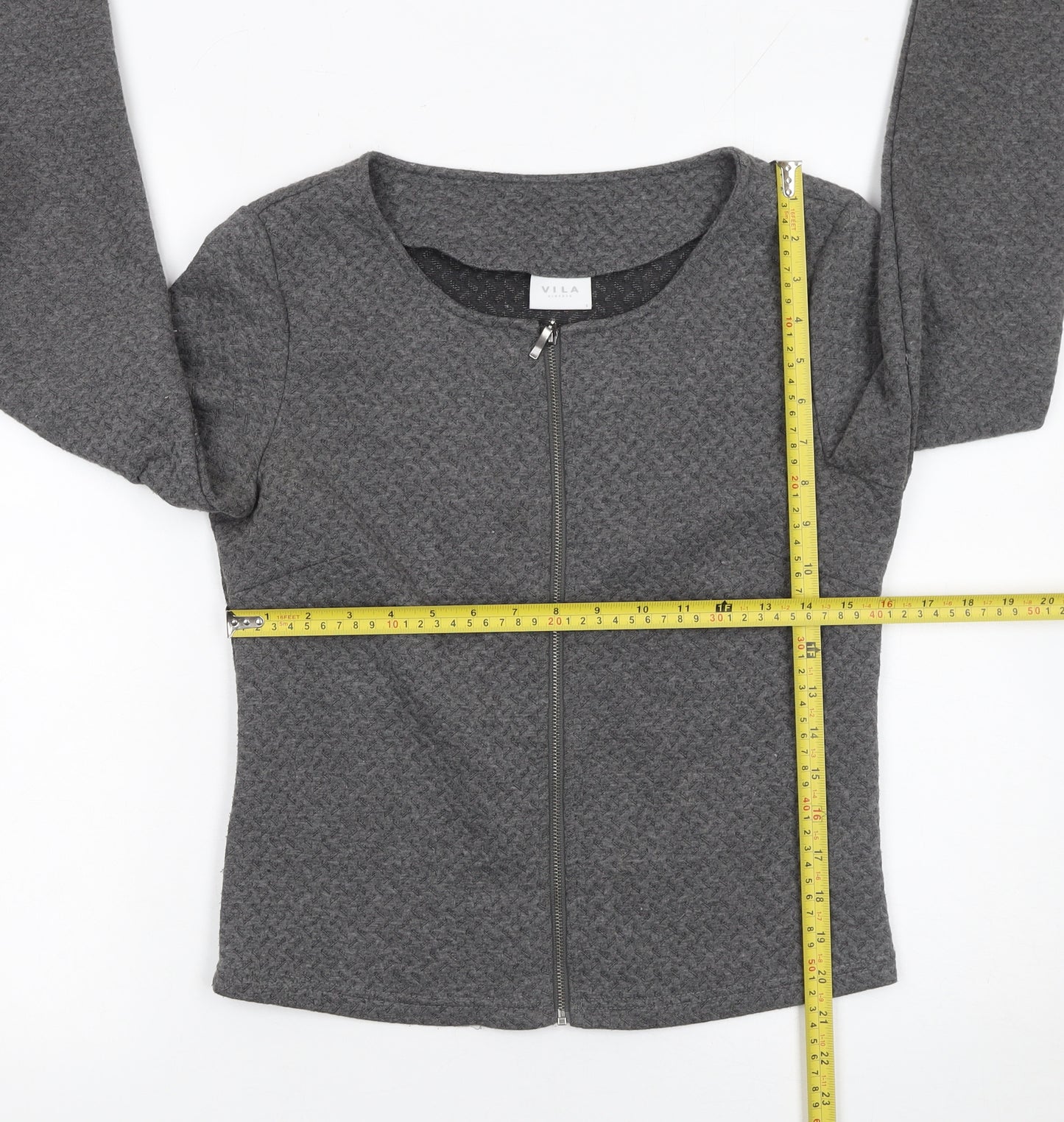 Vila Women Grey Knit Zip Basic Jacket Size S