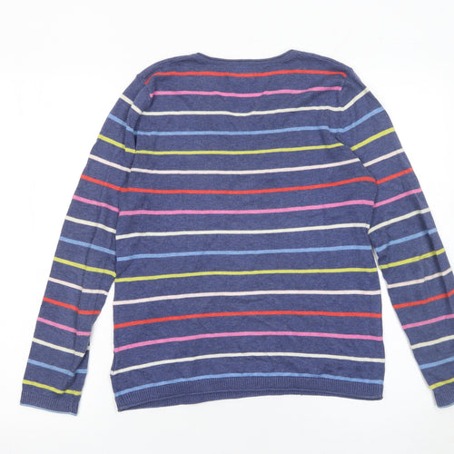 Heyton Women’s Blue Striped Cotton Henley Jumper Size 10