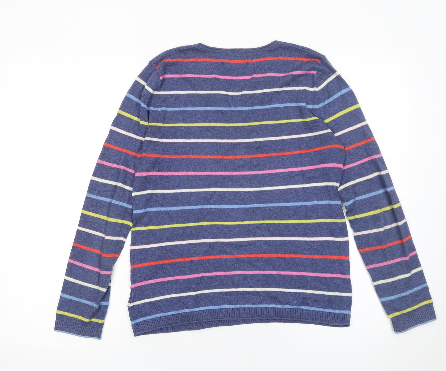 Heyton Women’s Blue Striped Cotton Henley Jumper Size 10