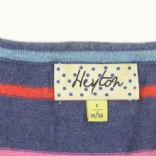 Heyton Women’s Blue Striped Cotton Henley Jumper Size 10