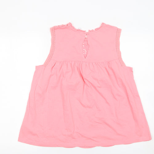 Next Womens Pink Sleeveless Broderie Anglaise Cotton Top UK 12