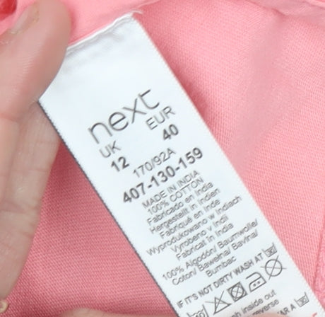 Next Womens Pink Sleeveless Broderie Anglaise Cotton Top UK 12