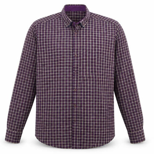 6th Sense Men's Purple Checked Egyptian Cotton Button-Up Shirt XL