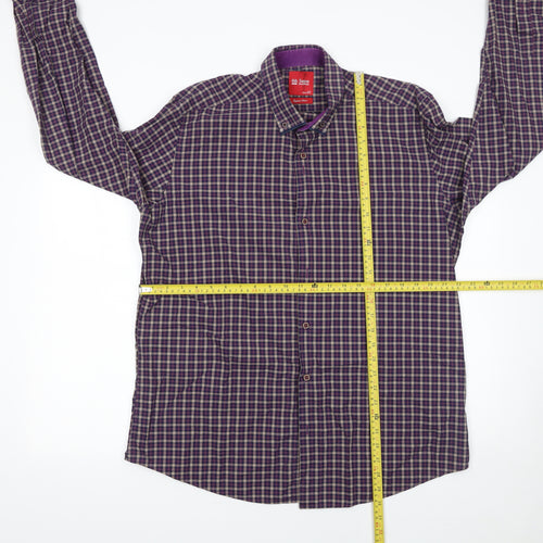 6th Sense Men's Purple Checked Egyptian Cotton Button-Up Shirt XL