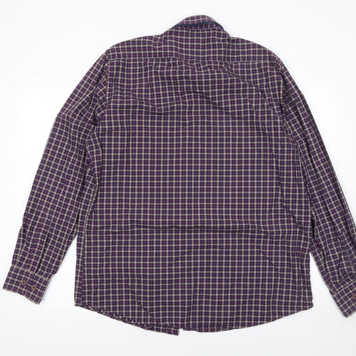6th Sense Men's Purple Checked Egyptian Cotton Button-Up Shirt XL