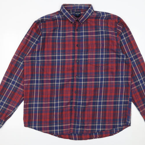 James Pringle Men’s Red Plaid Button-Down Long Sleeve Shirt XL