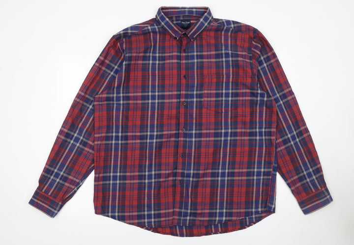 James Pringle Men’s Red Plaid Button-Down Long Sleeve Shirt XL