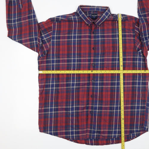 James Pringle Men’s Red Plaid Button-Down Long Sleeve Shirt XL