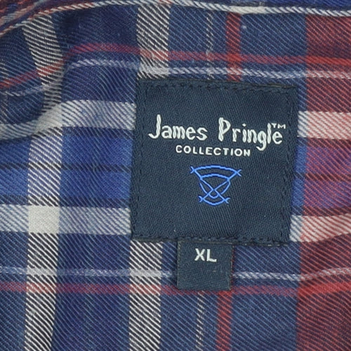 James Pringle Men’s Red Plaid Button-Down Long Sleeve Shirt XL