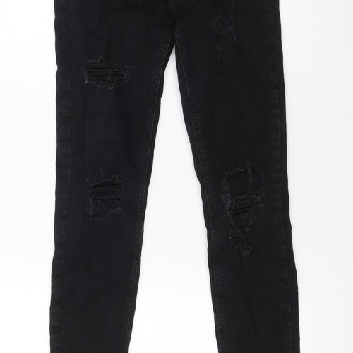 Bershka Women's Black Skinny Distressed Jeans Size 10