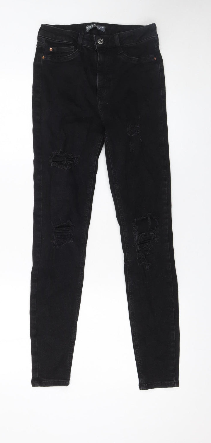 Bershka Women's Black Skinny Distressed Jeans Size 10