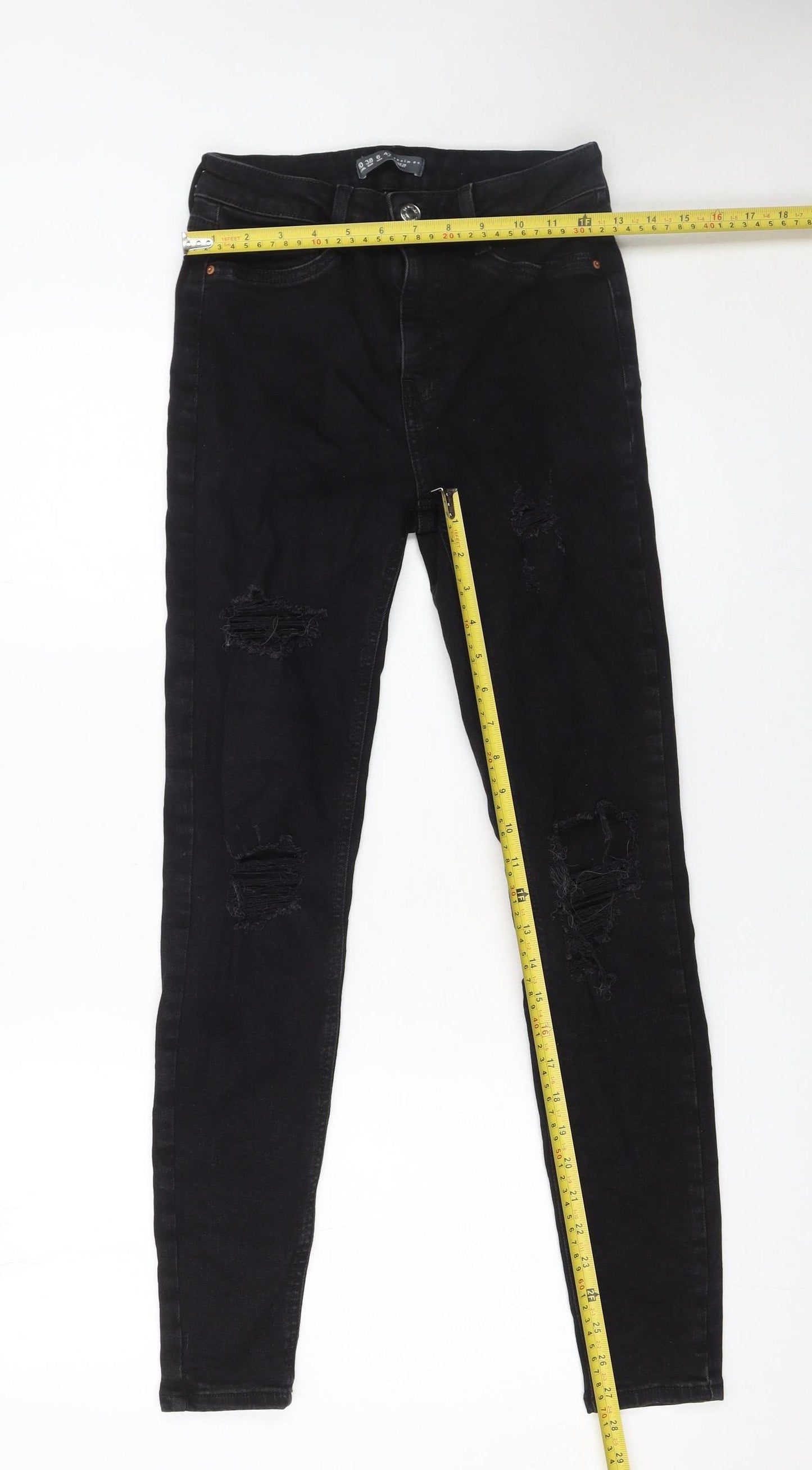 Bershka Women's Black Skinny Distressed Jeans Size 10