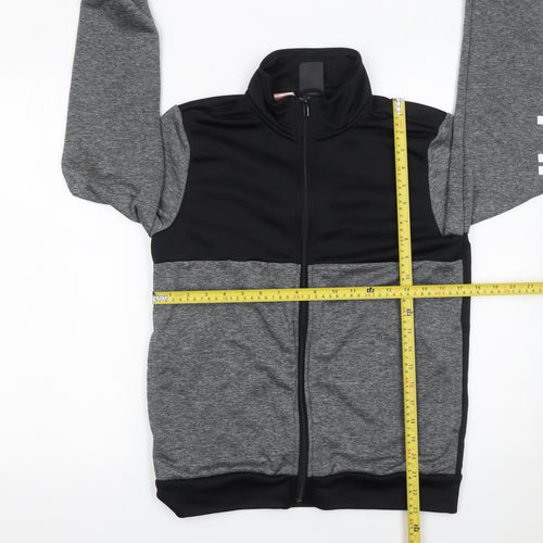 Adidas Boys Grey & Black Track Jacket Size 13-14Y Full Zip Activewear